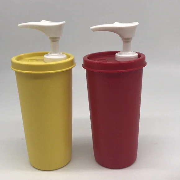 Tupperware Ketchup Mustard Dispensers Vintage USA made Yellow Red - Picture 7 of 14